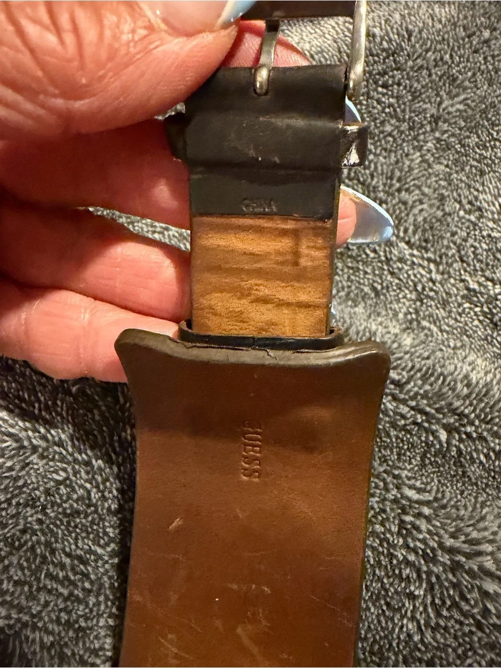 Guess Brown Leather Cuff Watch Strap - Men's & Women Wide Leather Band.